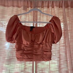 Forever 21 pink puff sleeve crop top